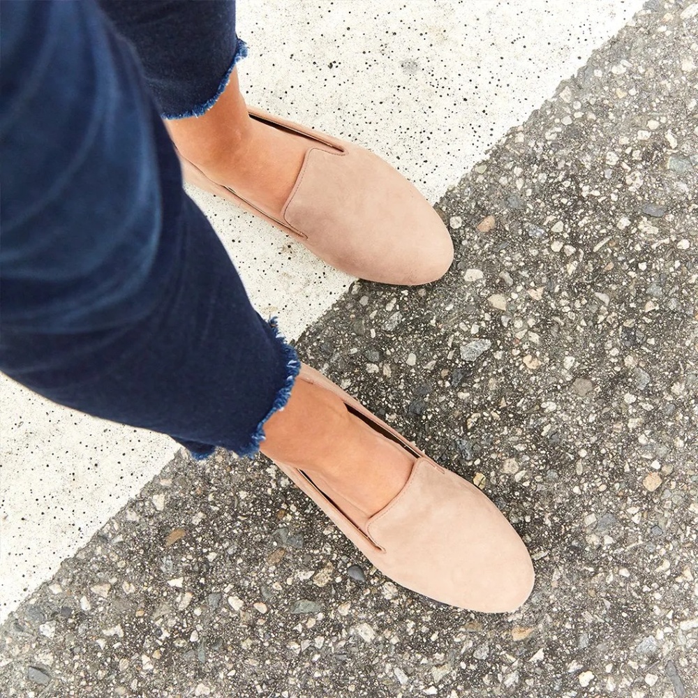 Birdies: Starling Beige Suede Flat, size 10